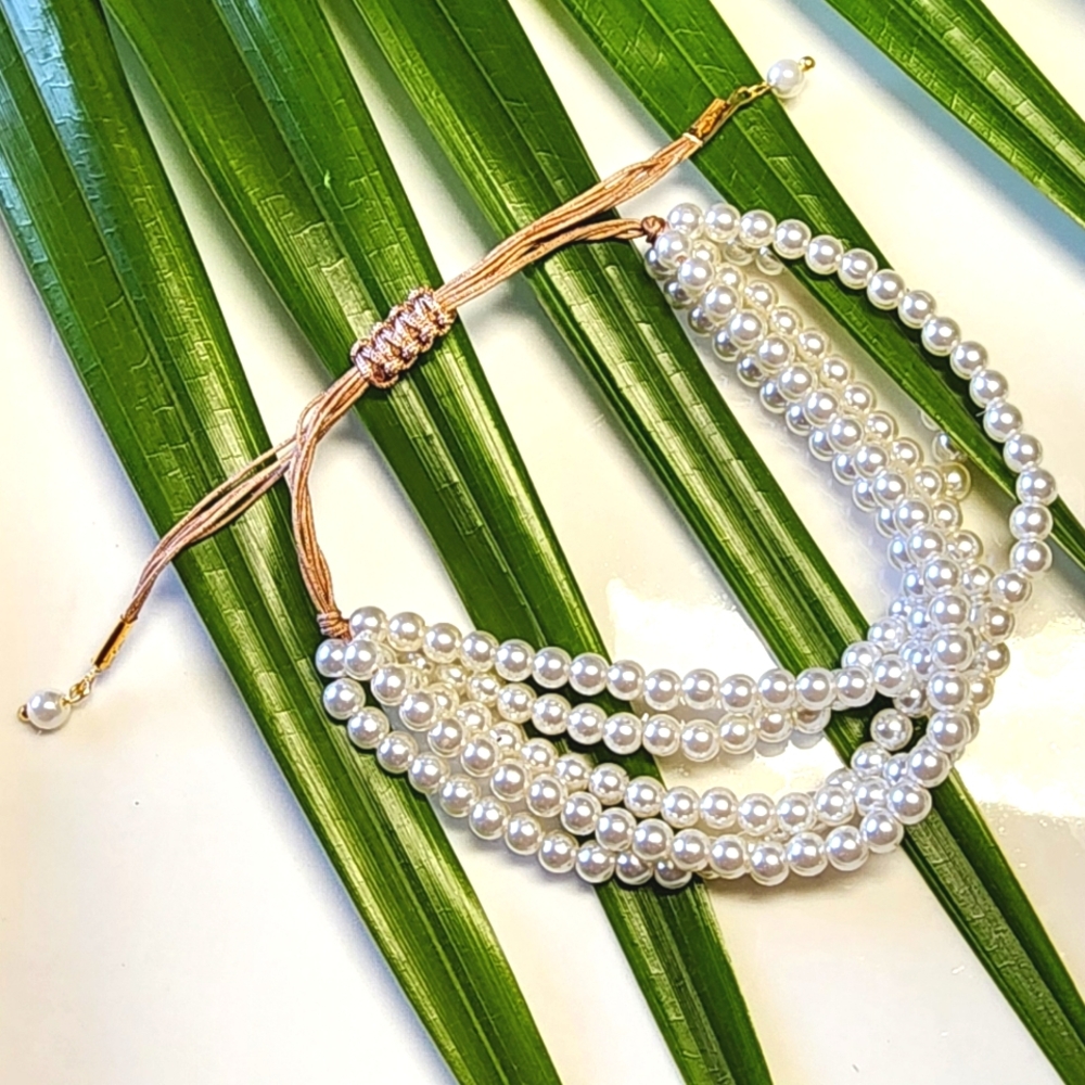 Pearl Bracelet, 5 Strands, Adjustable to fit all sizes NWT